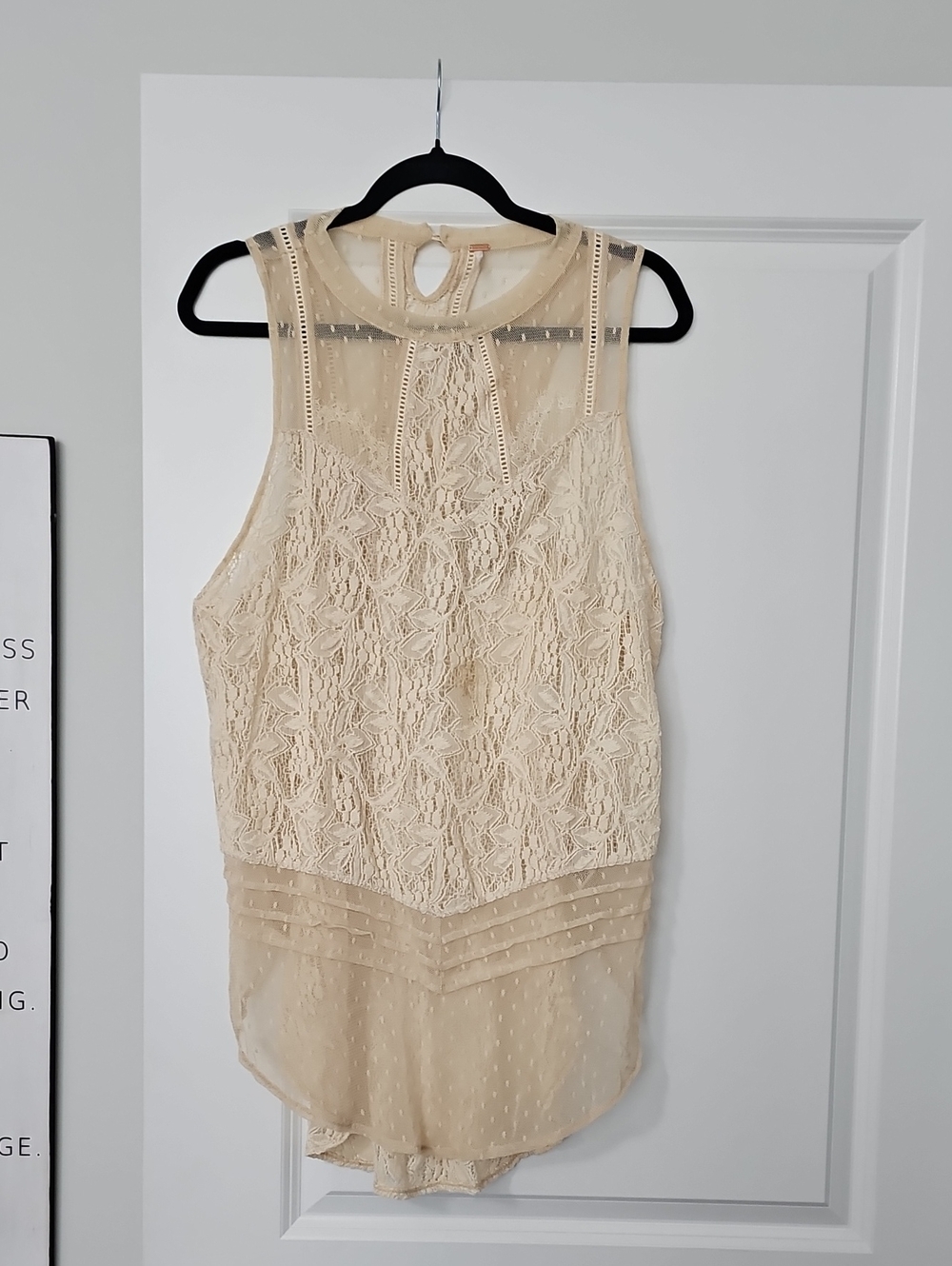 Women’s FREE PEOPLE Lace Sleeveless Tank Top - Cream